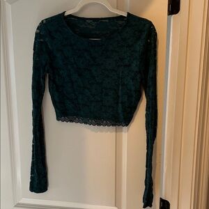 Elegant Green Lace Long Sleeve Top